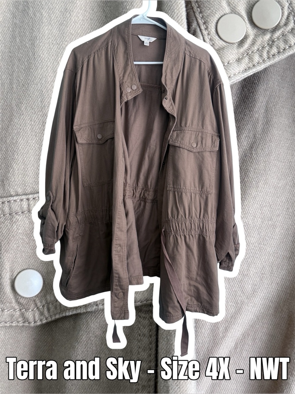 Terra & Sky Brown Utility Anorak Jacket